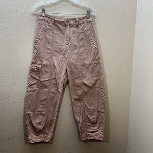 Anthropologie Womens Plum Wide Leg The Carson Utility Barrel Pants SZ 2 Cropped